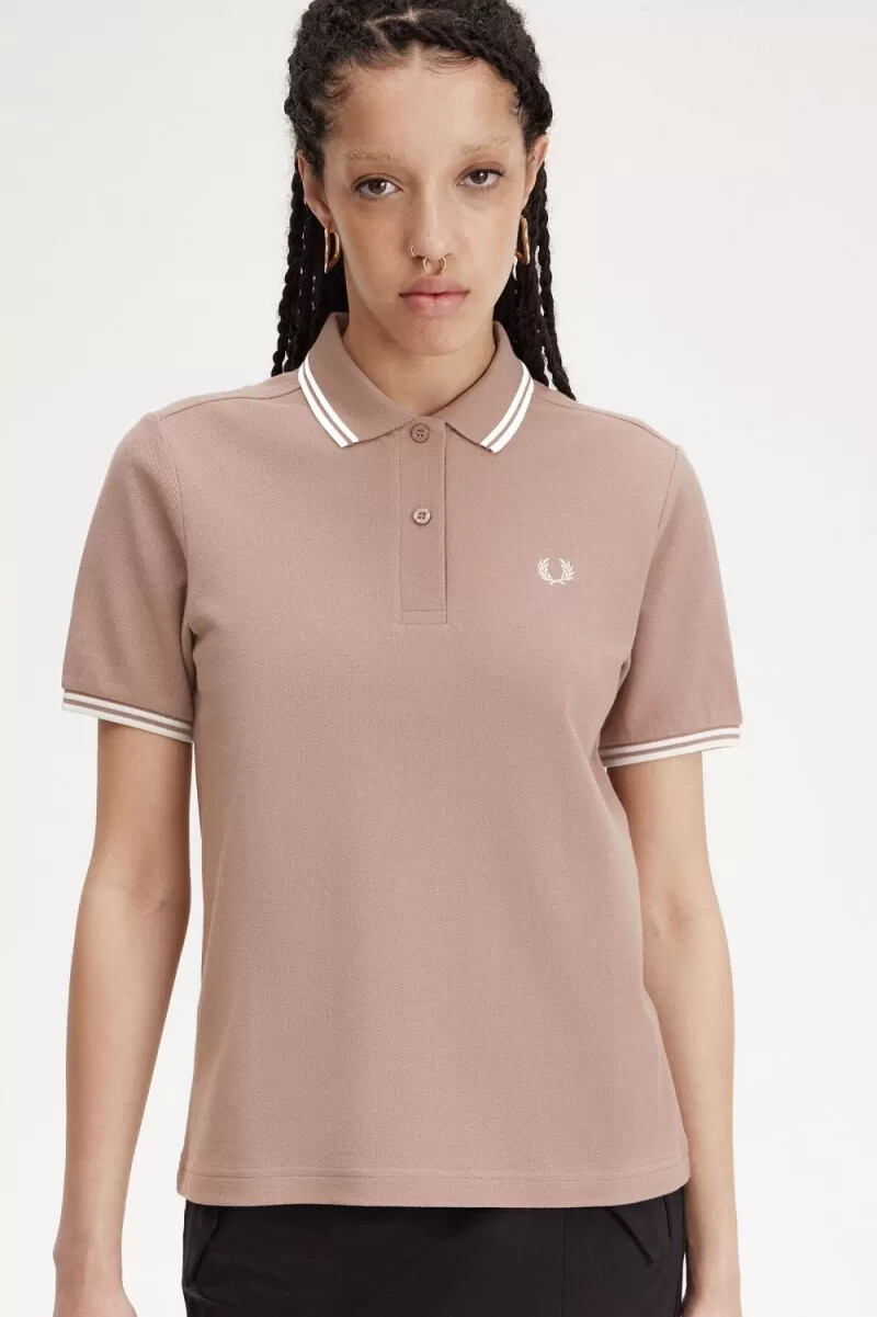 fred perry g3600 damenhemd dunkelrosa beige