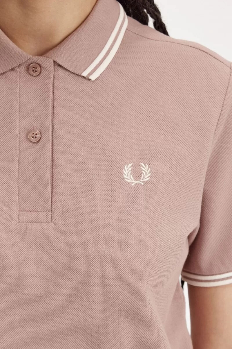 fred perry g3600 damenhemd dunkelrosa beige