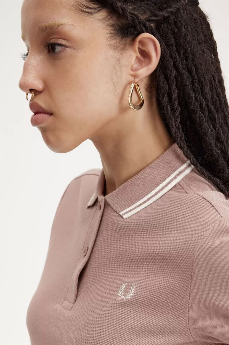 fred perry g3600 damenhemd dunkelrosa beige