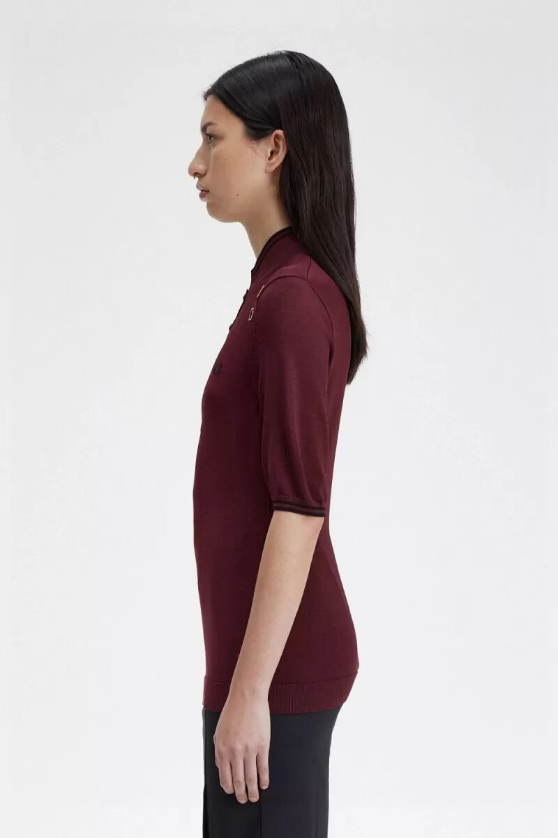 fred perry strickbluse für damen weinrot