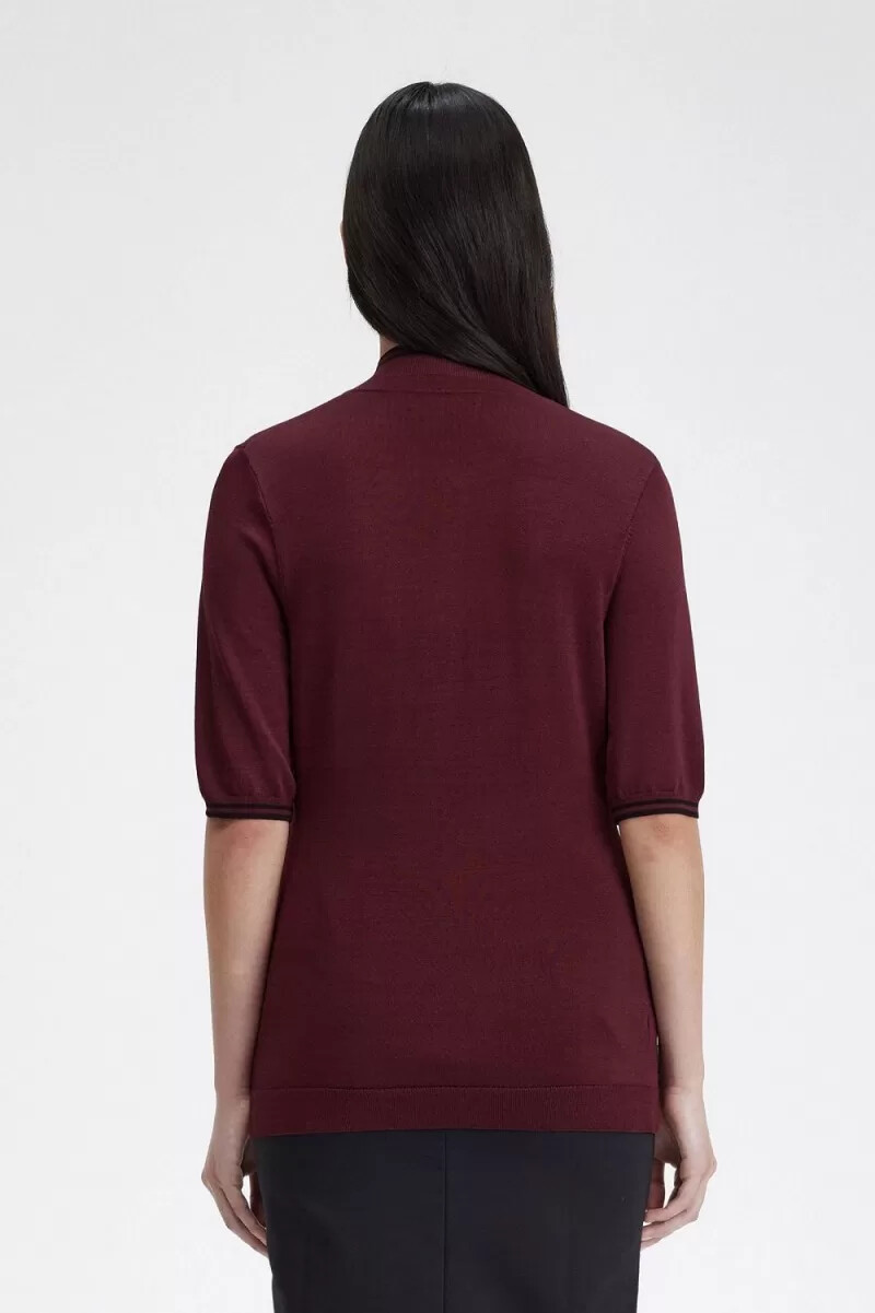 fred perry strickbluse für damen weinrot