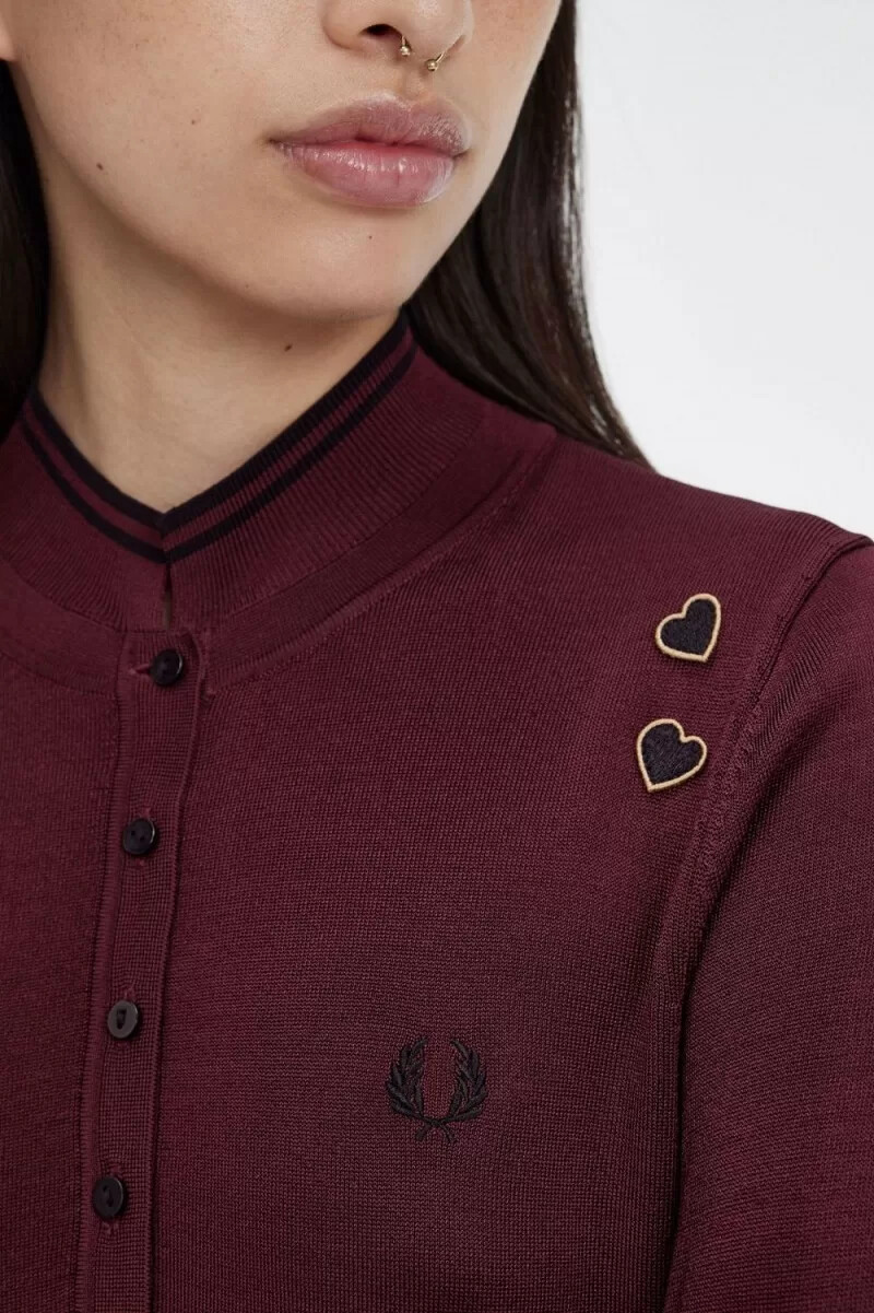 fred perry strickbluse für damen weinrot