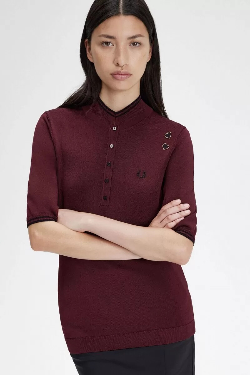 fred perry strickbluse für damen weinrot