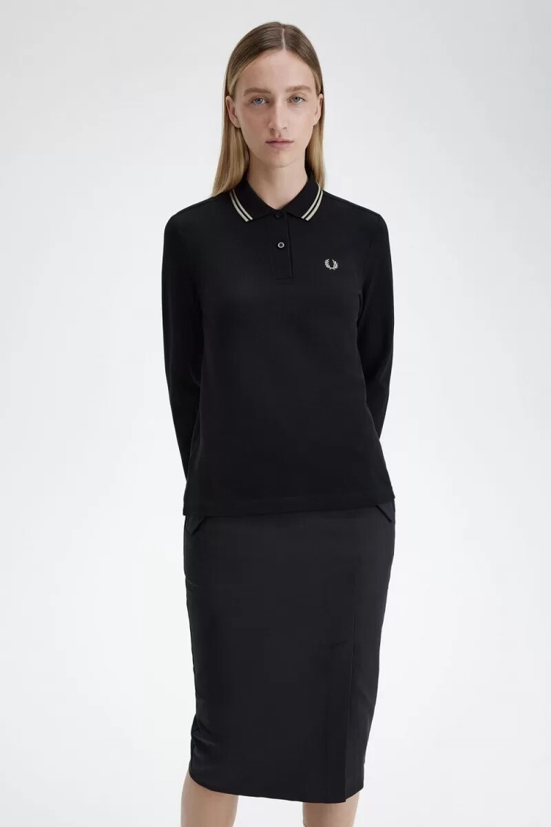 fred perry g3636 damenhemd schwarz warmgrau