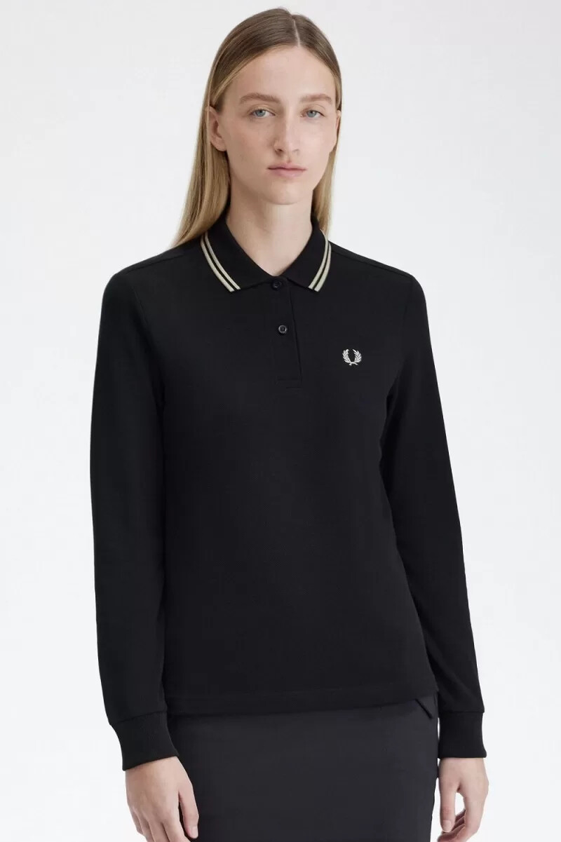 fred perry g3636 damenhemd schwarz warmgrau