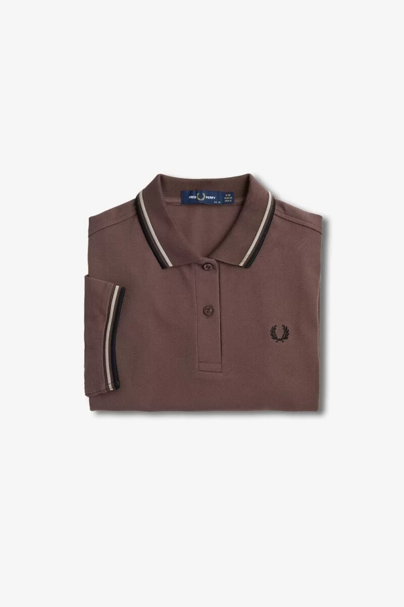 fred perry g3600 damenhemd dunkelrot warmgrau schwarz