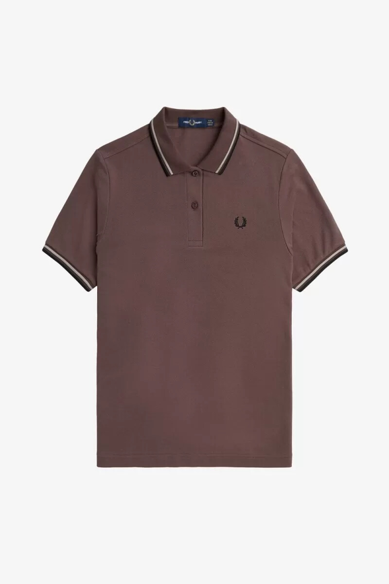fred perry g3600 damenhemd dunkelrot warmgrau schwarz