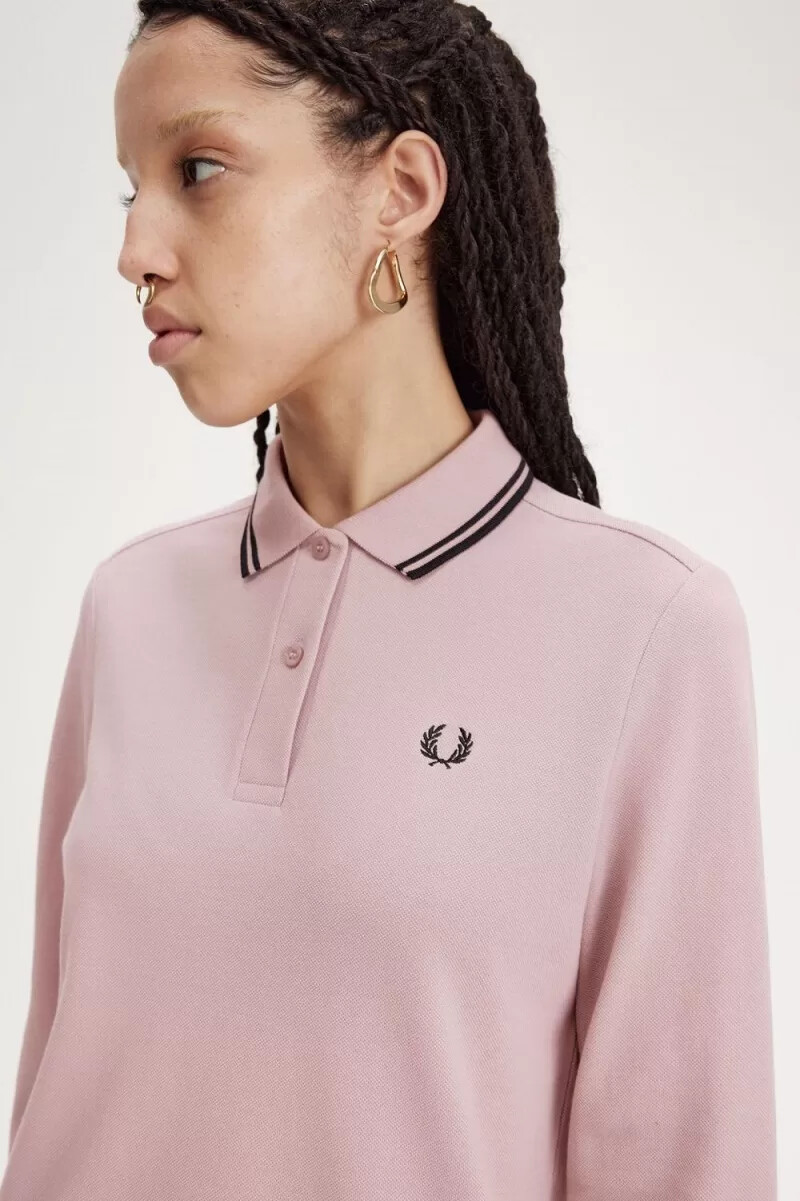 fred perry g3636 damenhemd altrosa-rosa schwarz