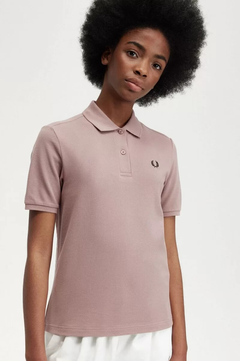 fred perry g6000 damenhemd dunkelrosa schwarz