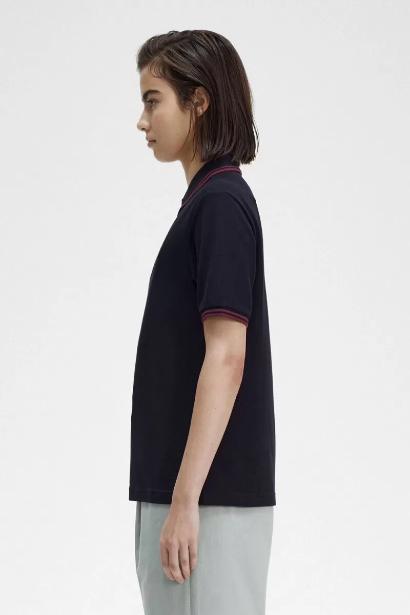 fred perry g3600 damenhemd marineblau oxblood