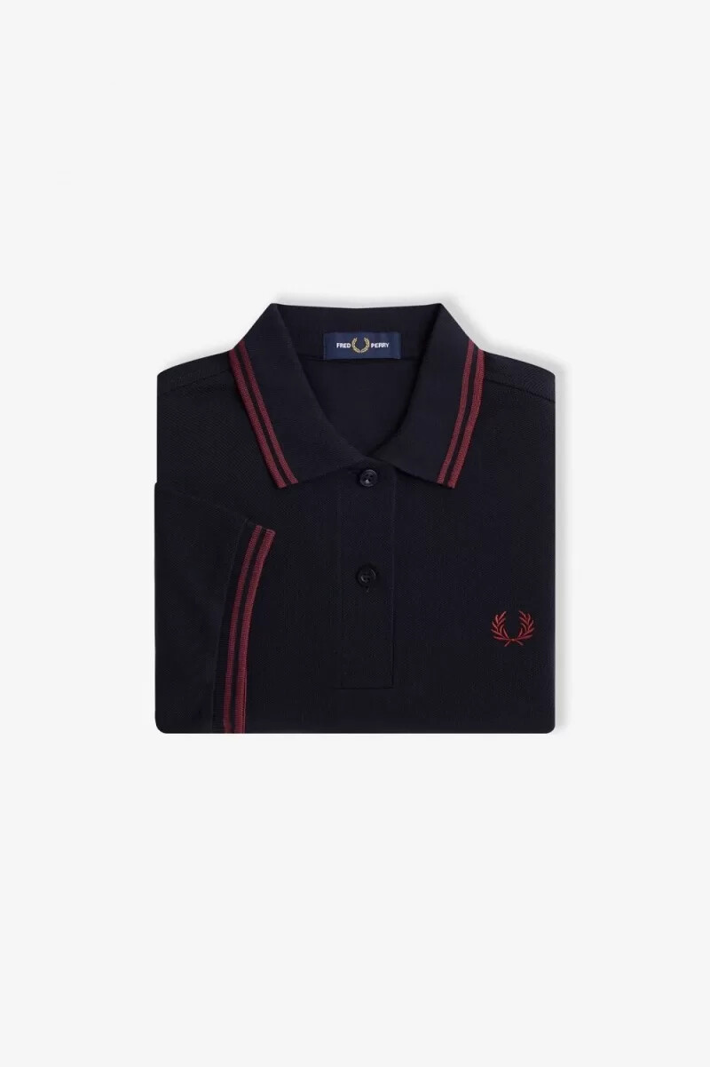 fred perry g3600 damenhemd marineblau oxblood