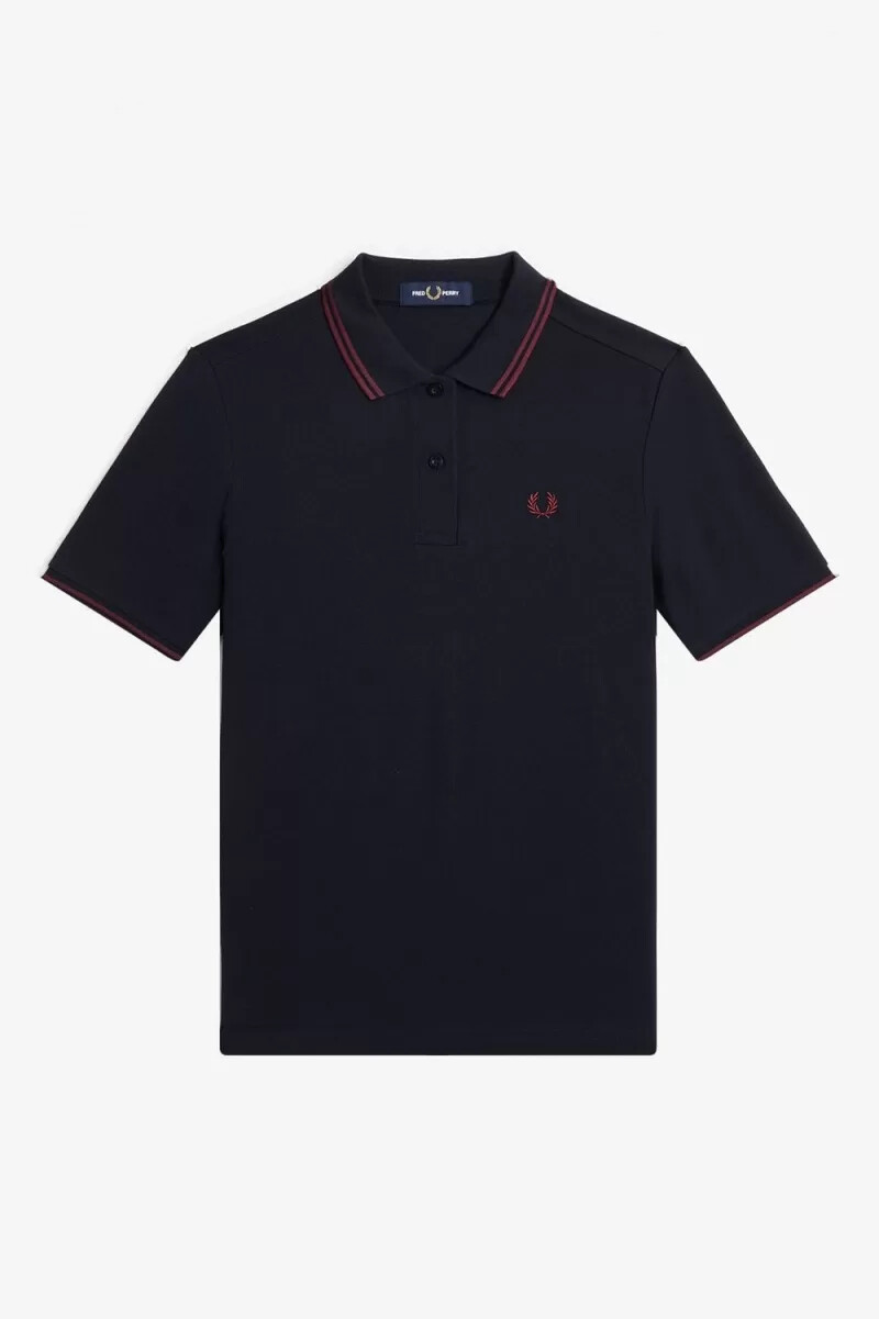 fred perry g3600 damenhemd marineblau oxblood