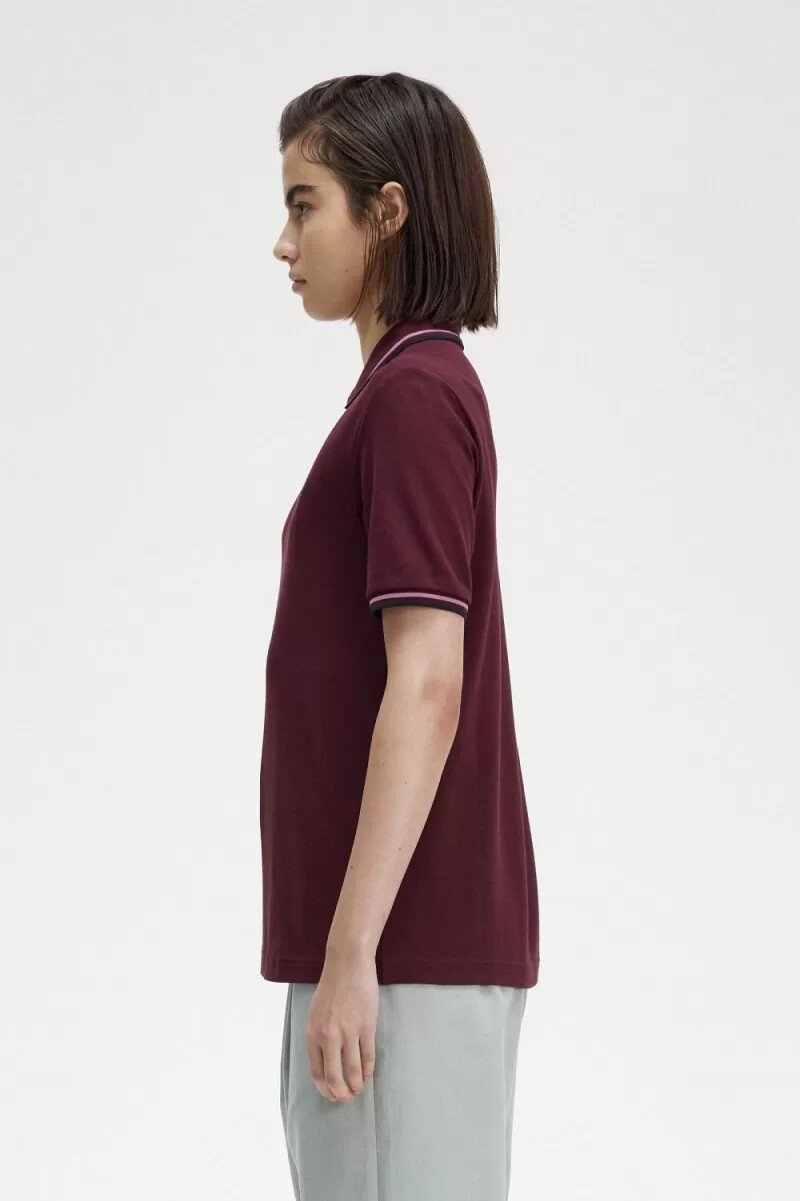 fred perry g3600 damenhemd oxblood altrosa schwarz