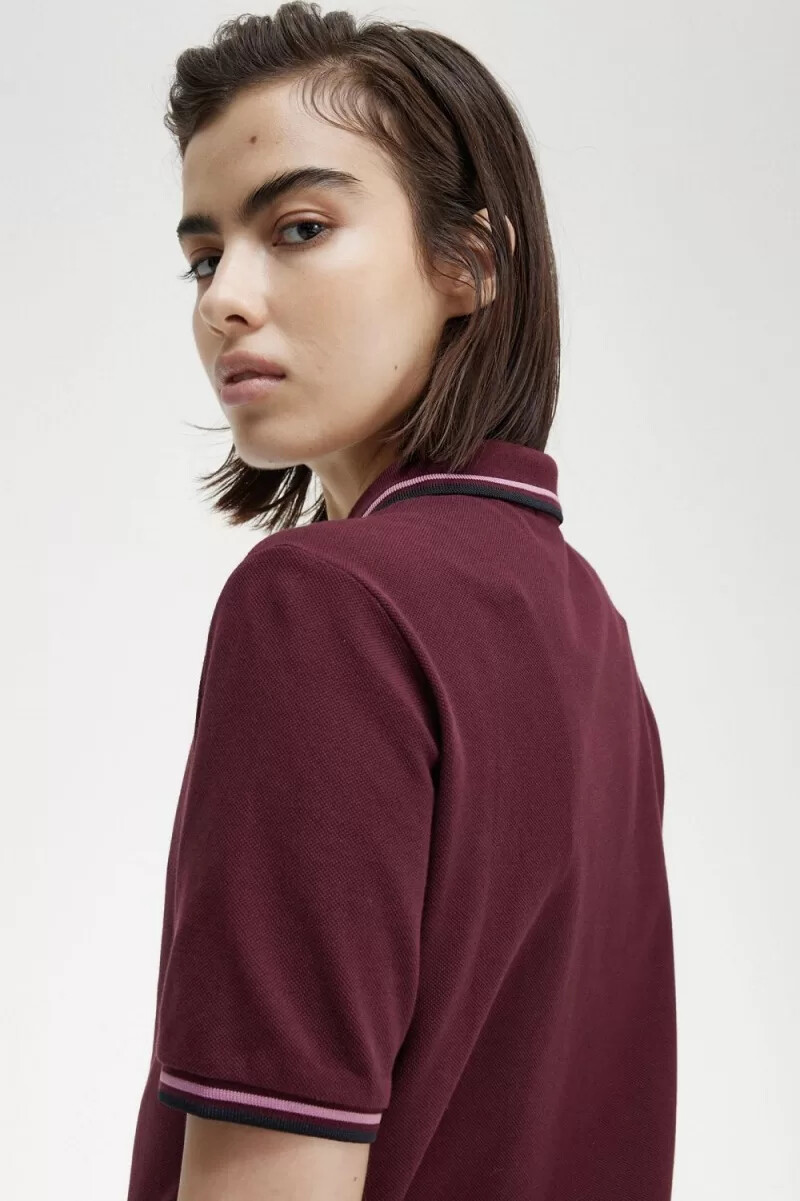 fred perry g3600 damenhemd oxblood altrosa schwarz