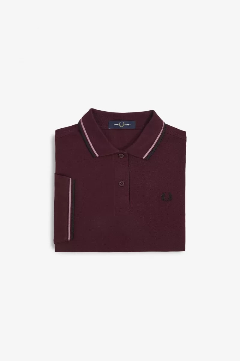 fred perry g3600 damenhemd oxblood altrosa schwarz