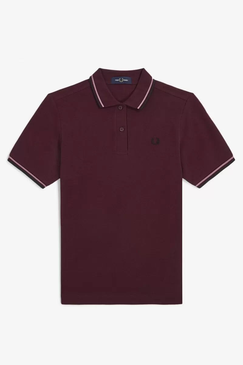 fred perry g3600 damenhemd oxblood altrosa schwarz