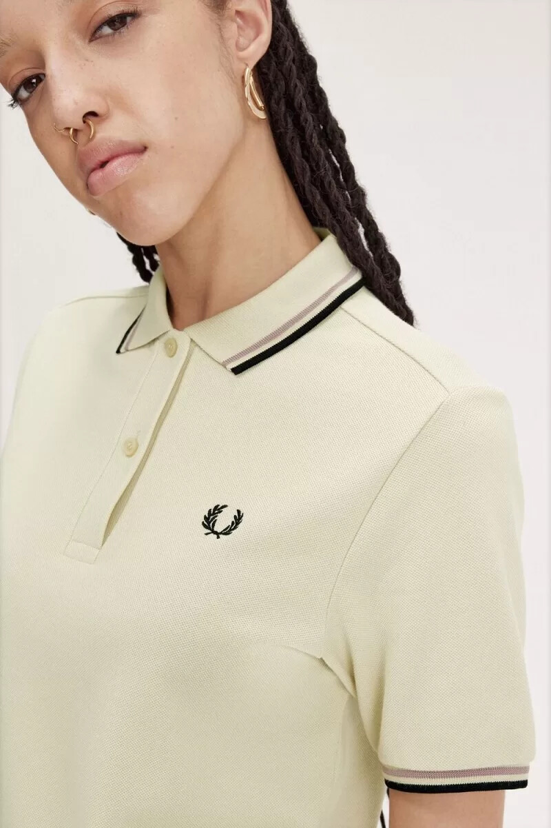 fred perry g3600 damenhemd haferflockenfarben dunkelrosa schwarz