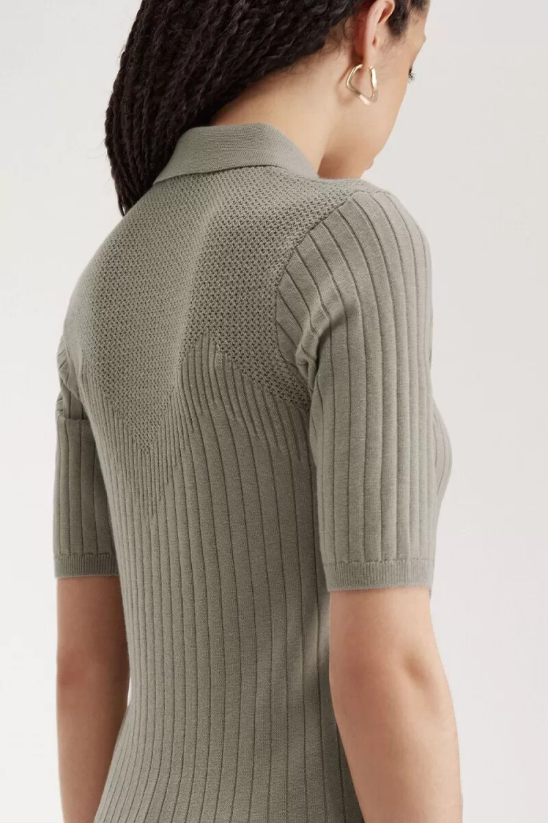 fred perry damen-strickhemd mit pointelle-details warmgrau
