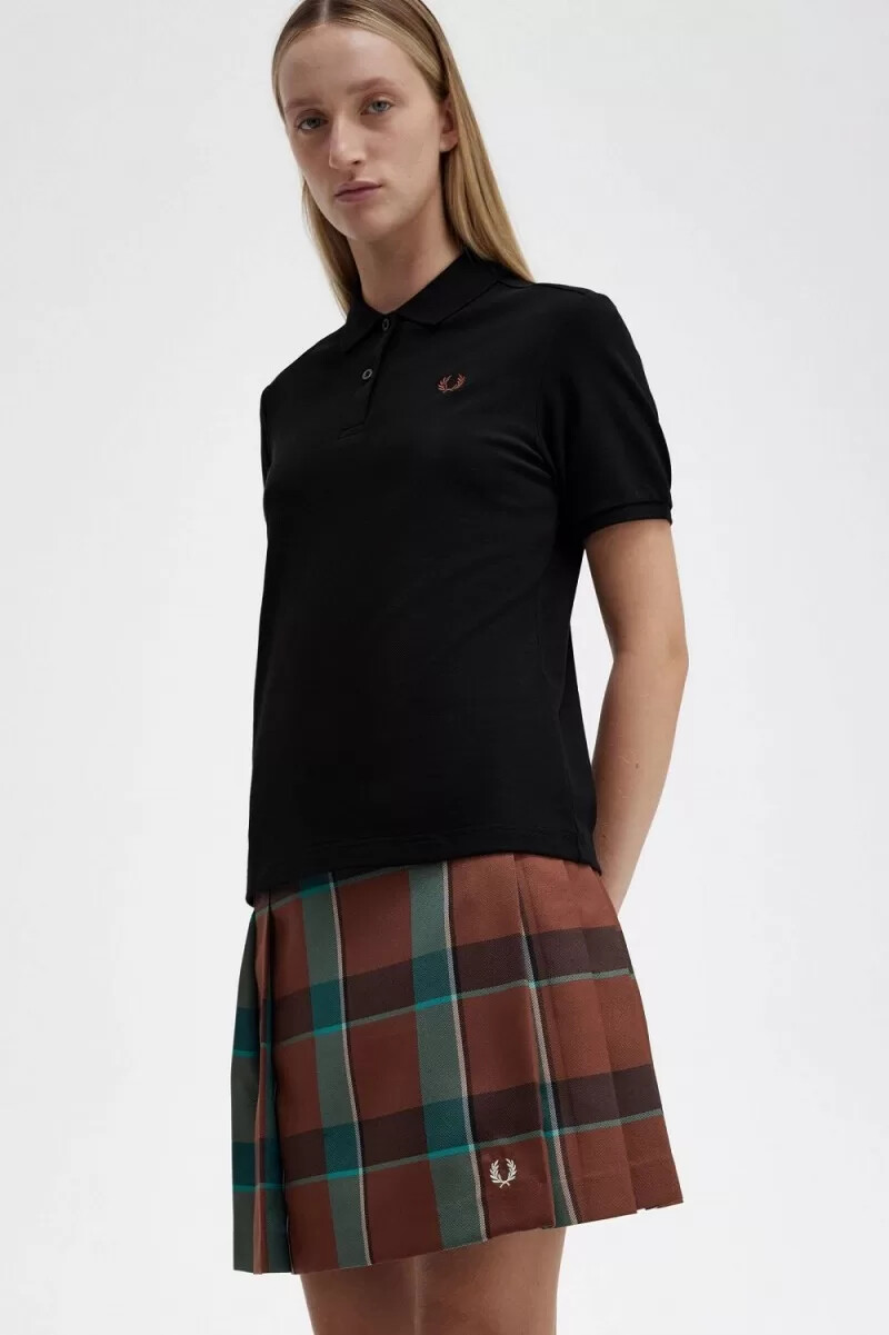 fred perry g6000 damenhemd schwarz whisky braun