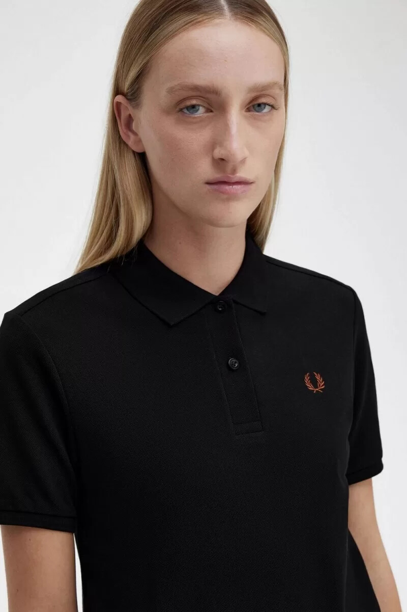 fred perry g6000 damenhemd schwarz whisky braun