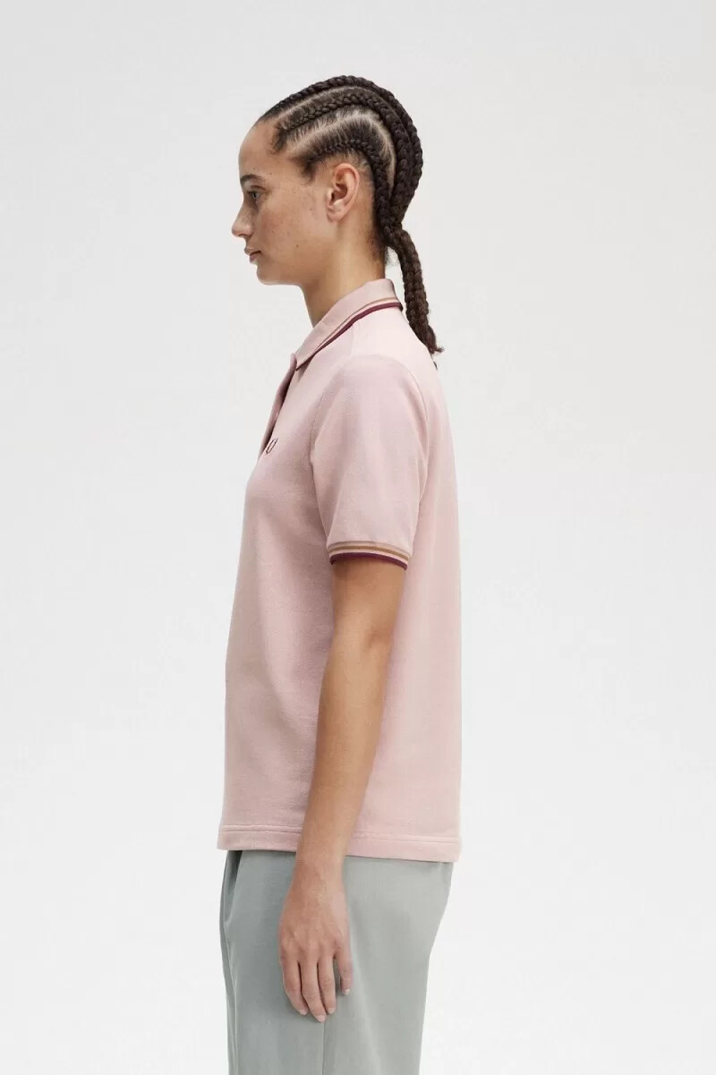 fred perry g3600 damenhemd altrosa rosa braun oxblood