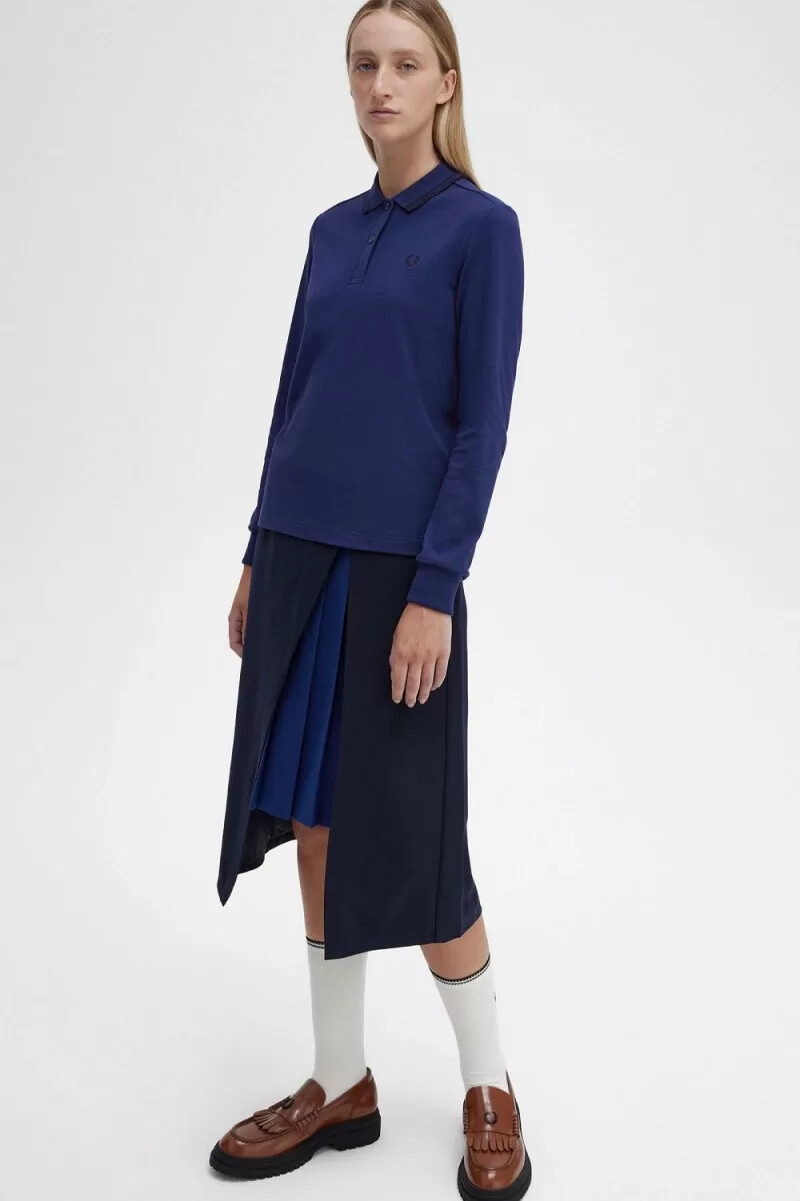 fred perry g3636 damenhemd französischblau schwarz