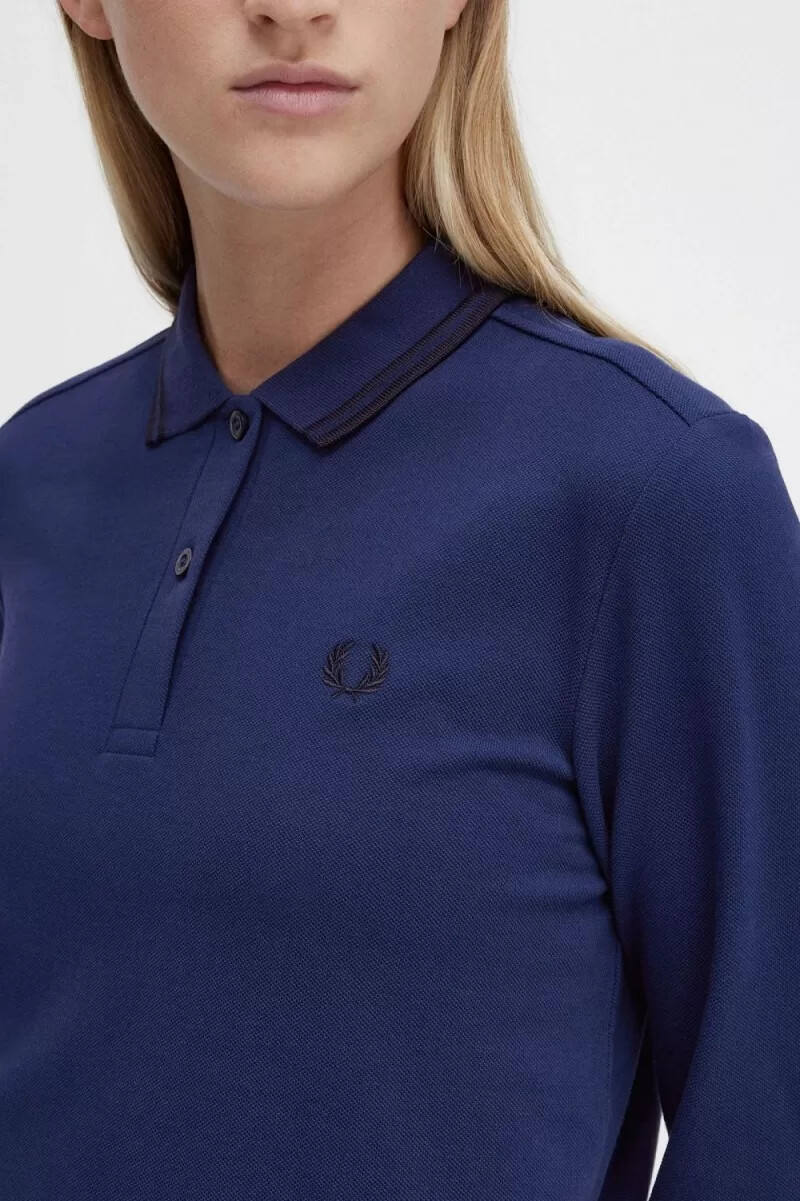 fred perry g3636 damenhemd französischblau schwarz
