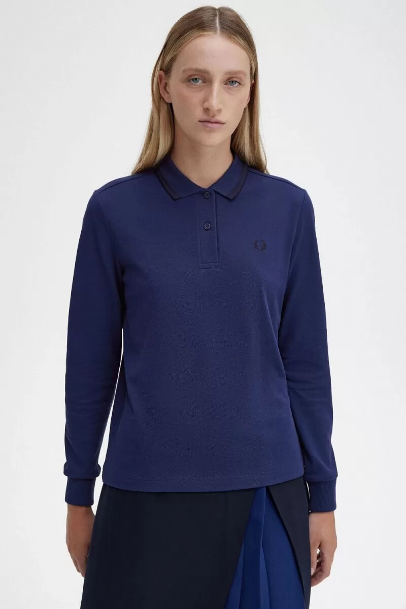 fred perry g3636 damenhemd französischblau schwarz