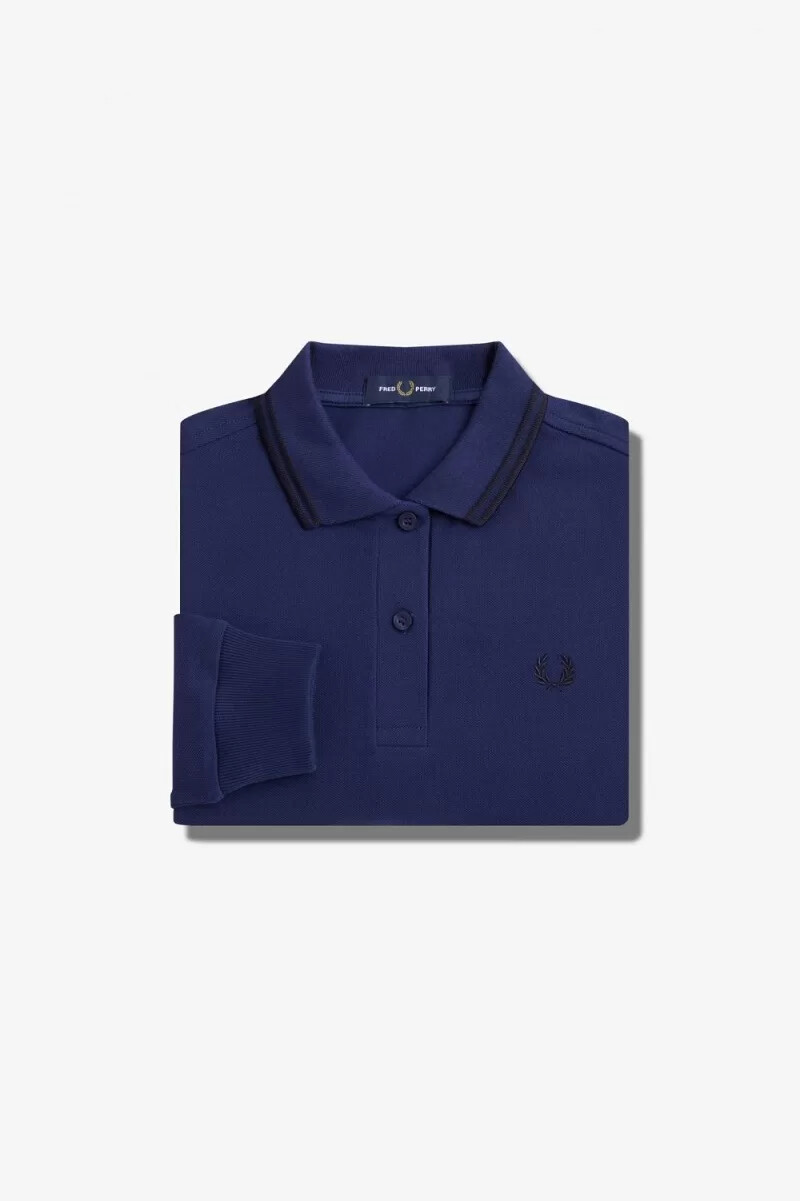 fred perry g3636 damenhemd französischblau schwarz