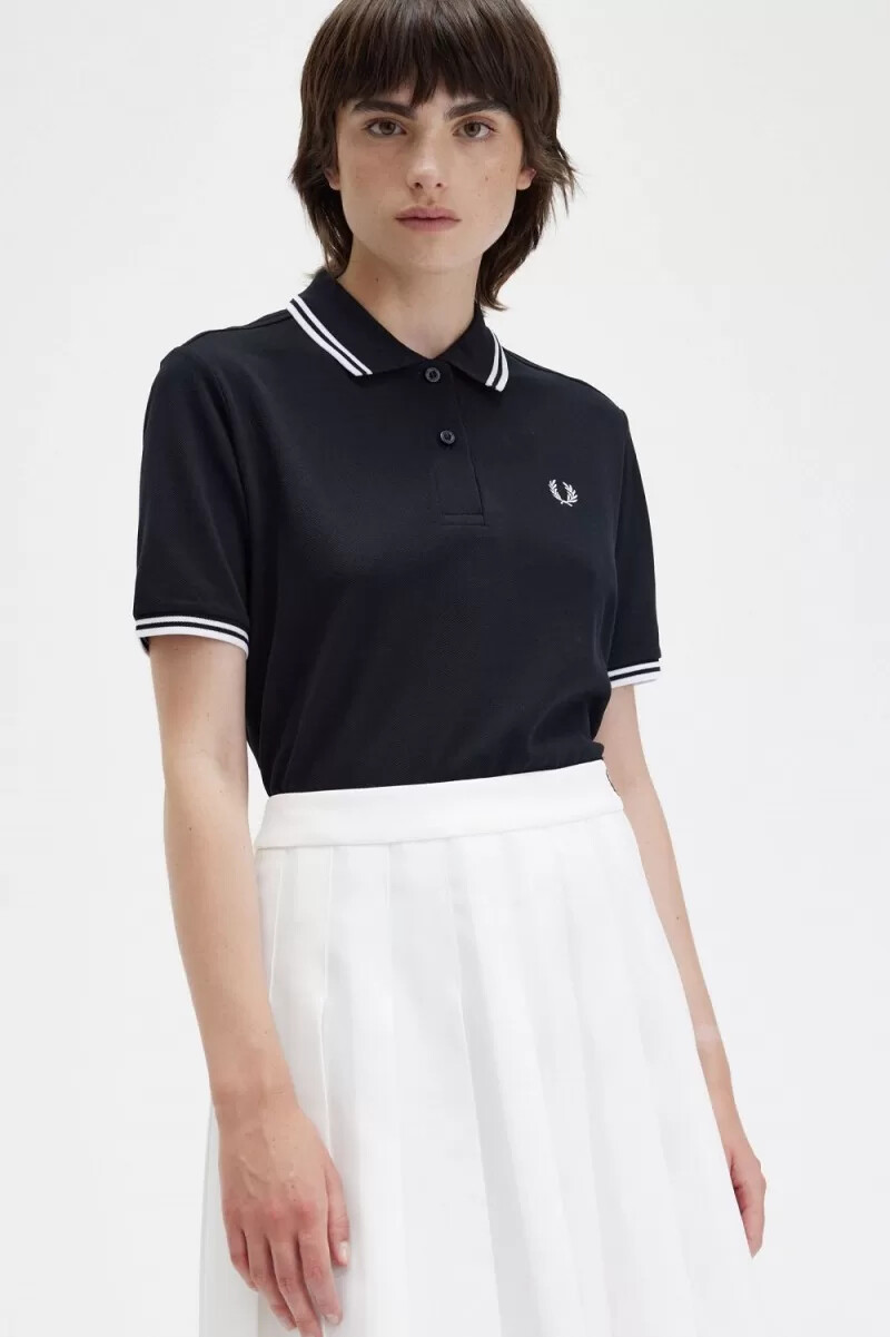 fred perry g3600 damenhemd schwarz weiß