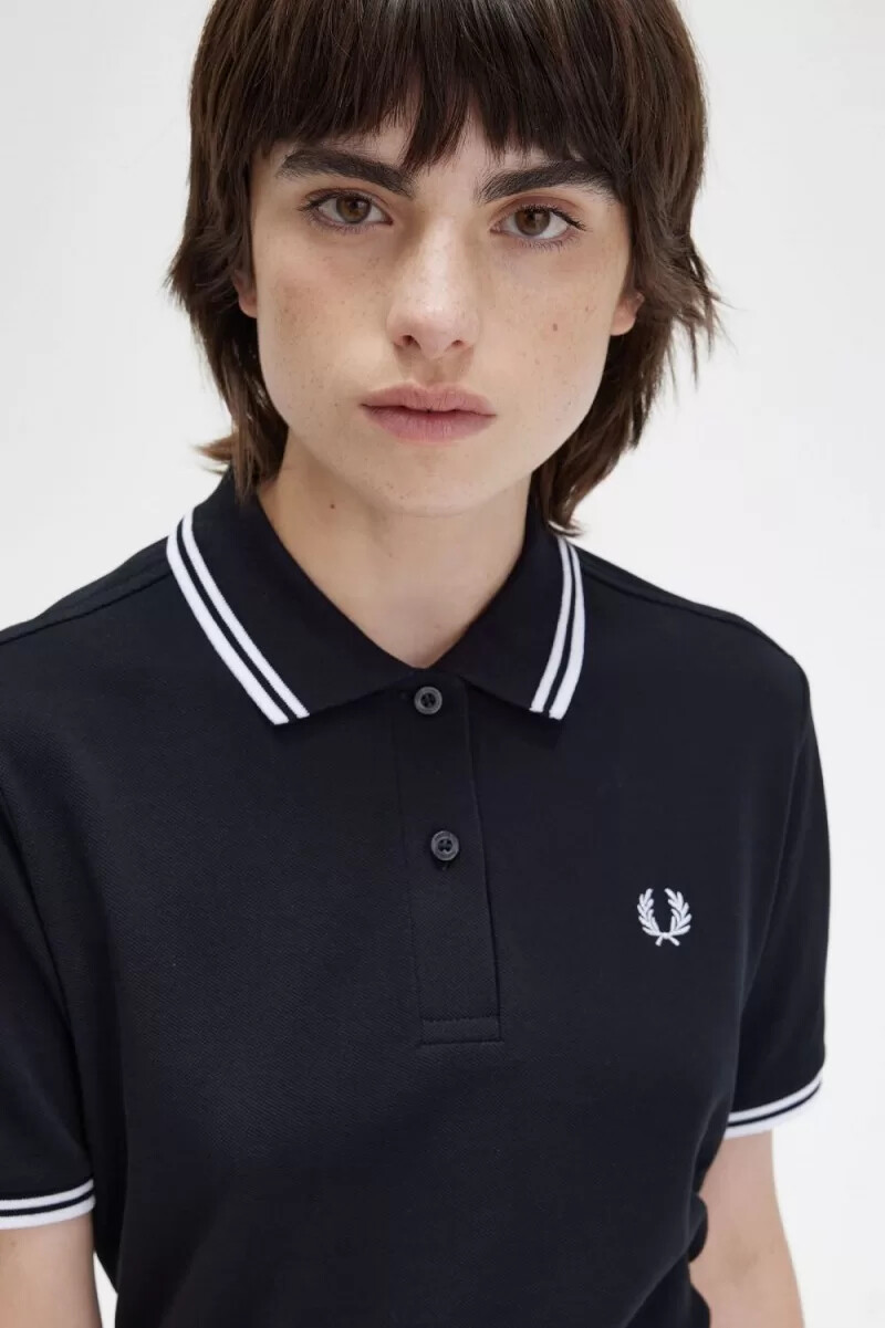 fred perry g3600 damenhemd schwarz weiß