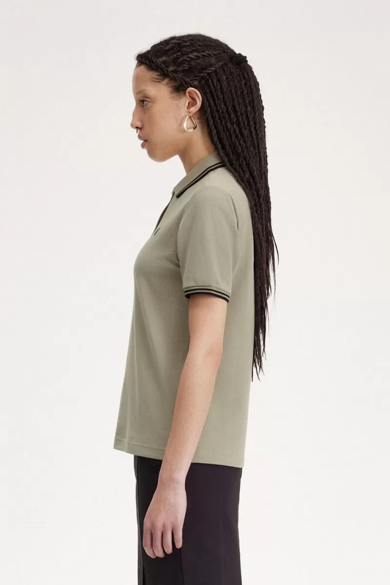 fred perry g3600 damenhemd warmgrau schwarz
