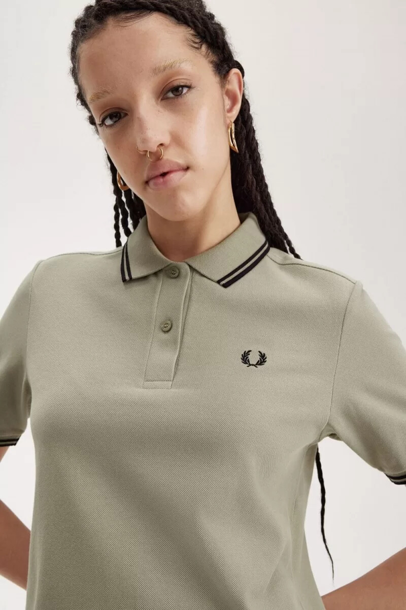fred perry g3600 damenhemd warmgrau schwarz