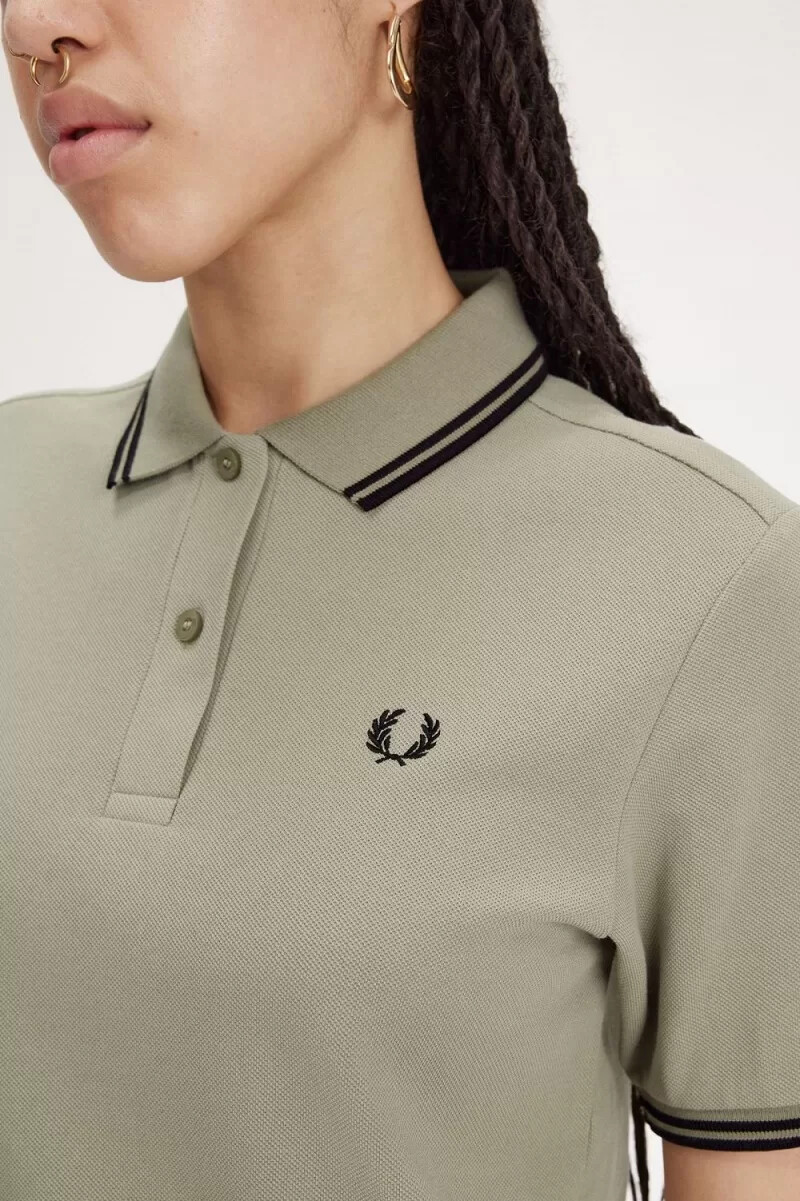 fred perry g3600 damenhemd warmgrau schwarz