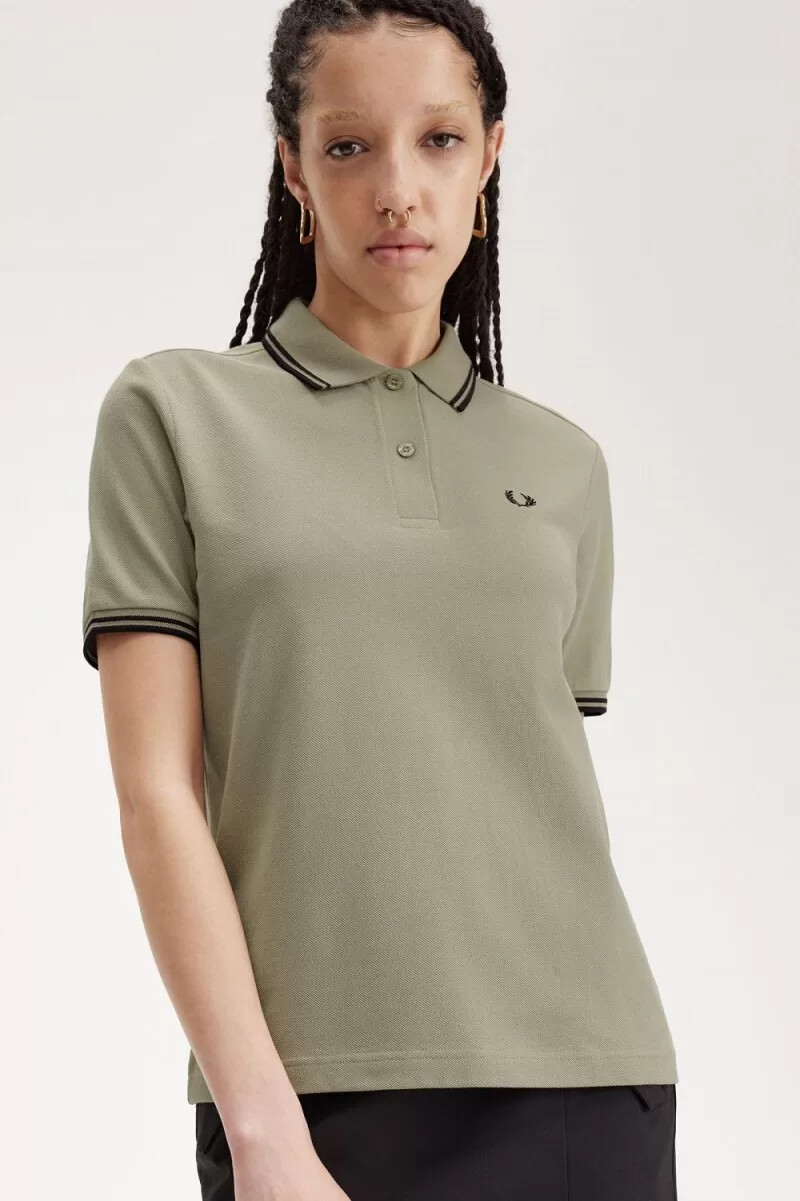 fred perry g3600 damenhemd warmgrau schwarz