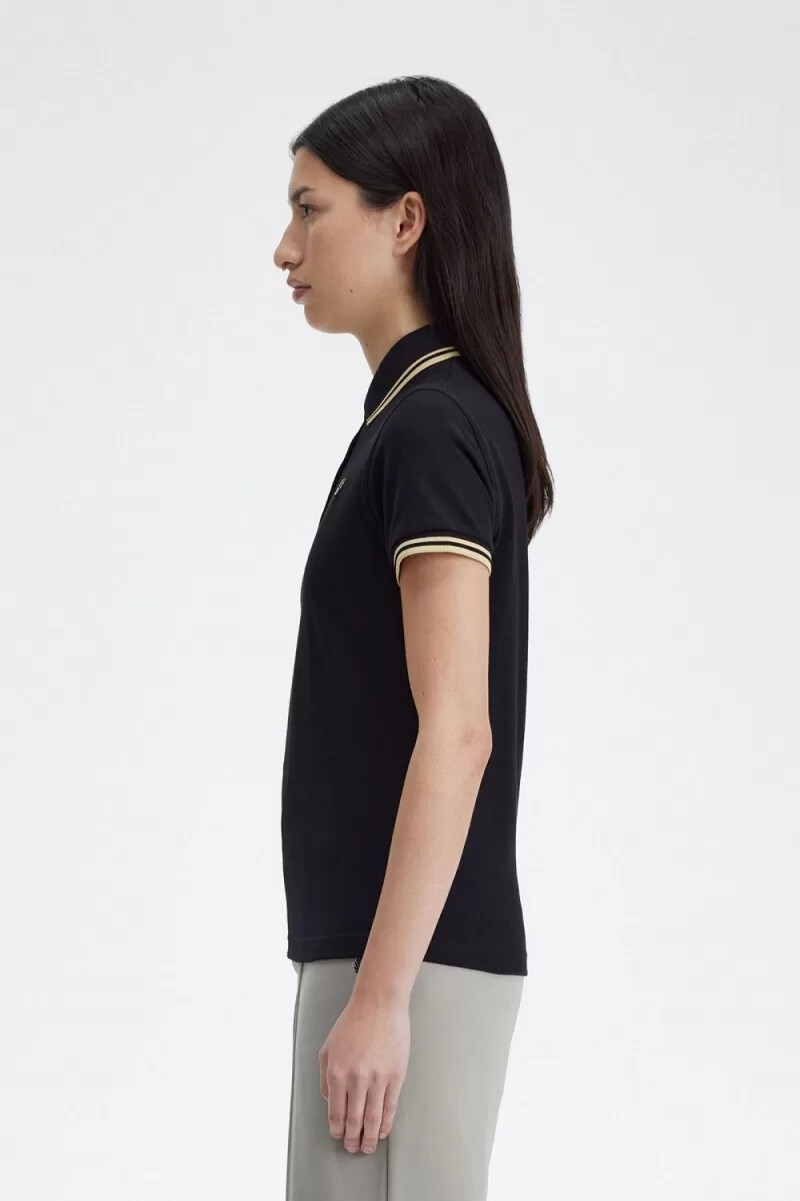 fred perry g12 damenhemd schwarz champagner