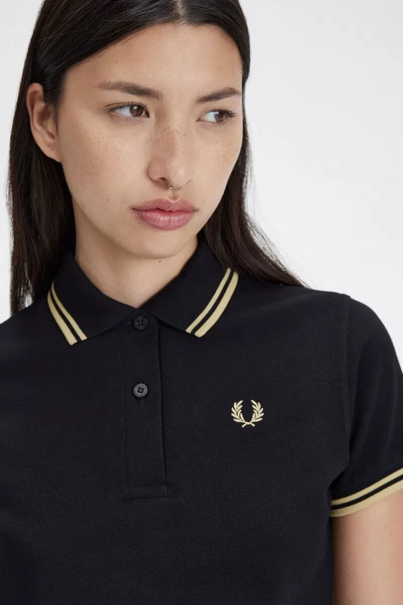 fred perry g12 damenhemd schwarz champagner