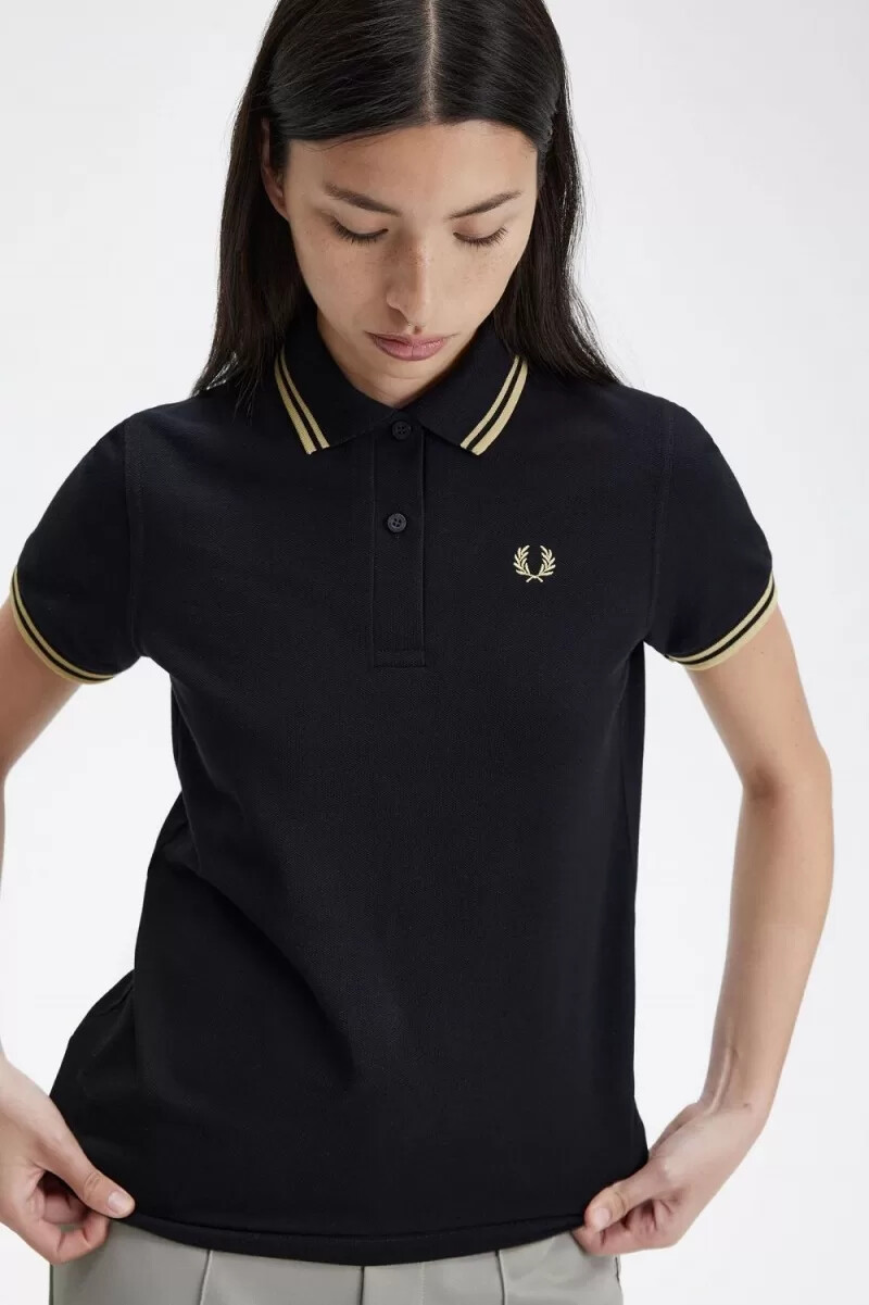 fred perry g12 damenhemd schwarz champagner