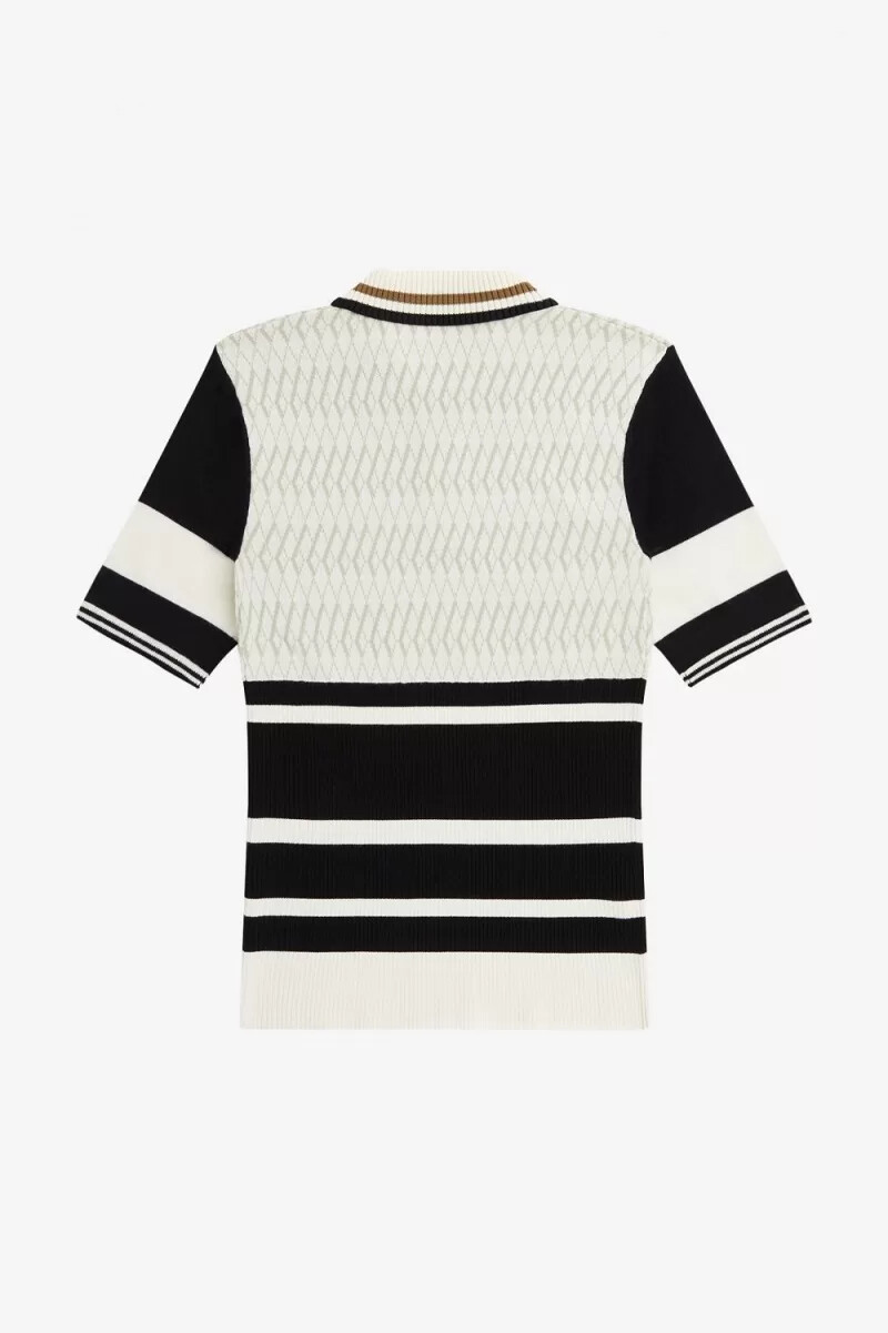 fred perry jacquard-strickbluse für damen beige