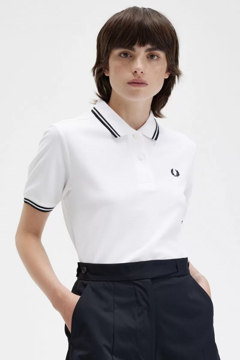fred perry g3600 damenhemd weiß schwarz