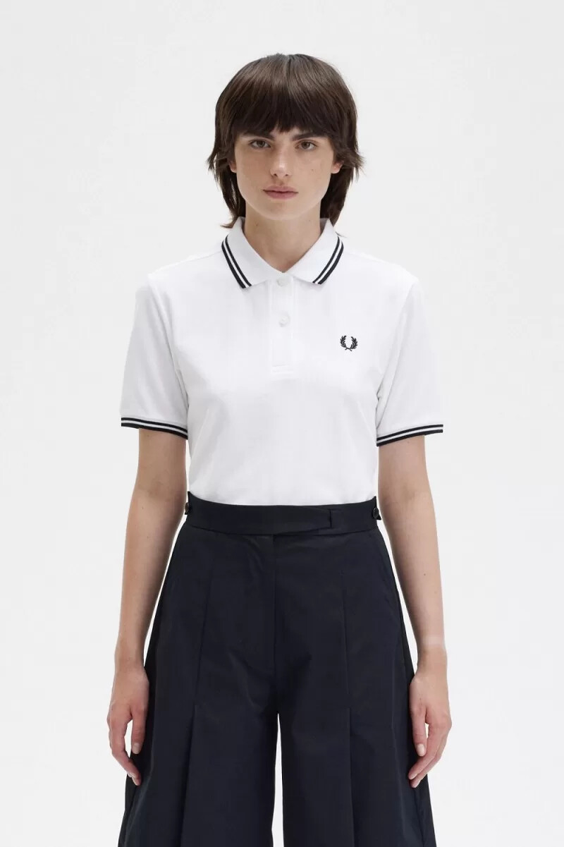 fred perry g3600 damenhemd weiß schwarz