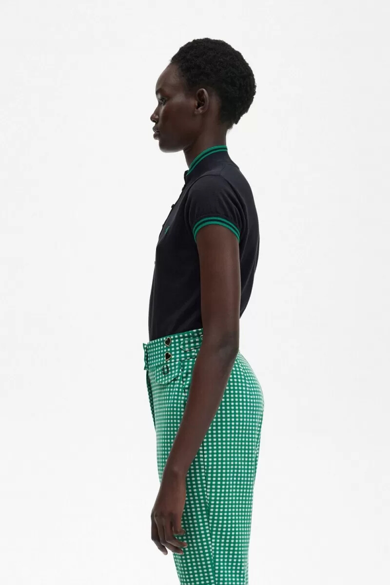 fred perry strickhemd für damen schwarz