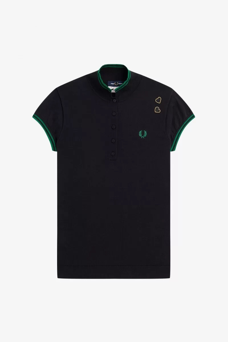 fred perry strickhemd für damen schwarz