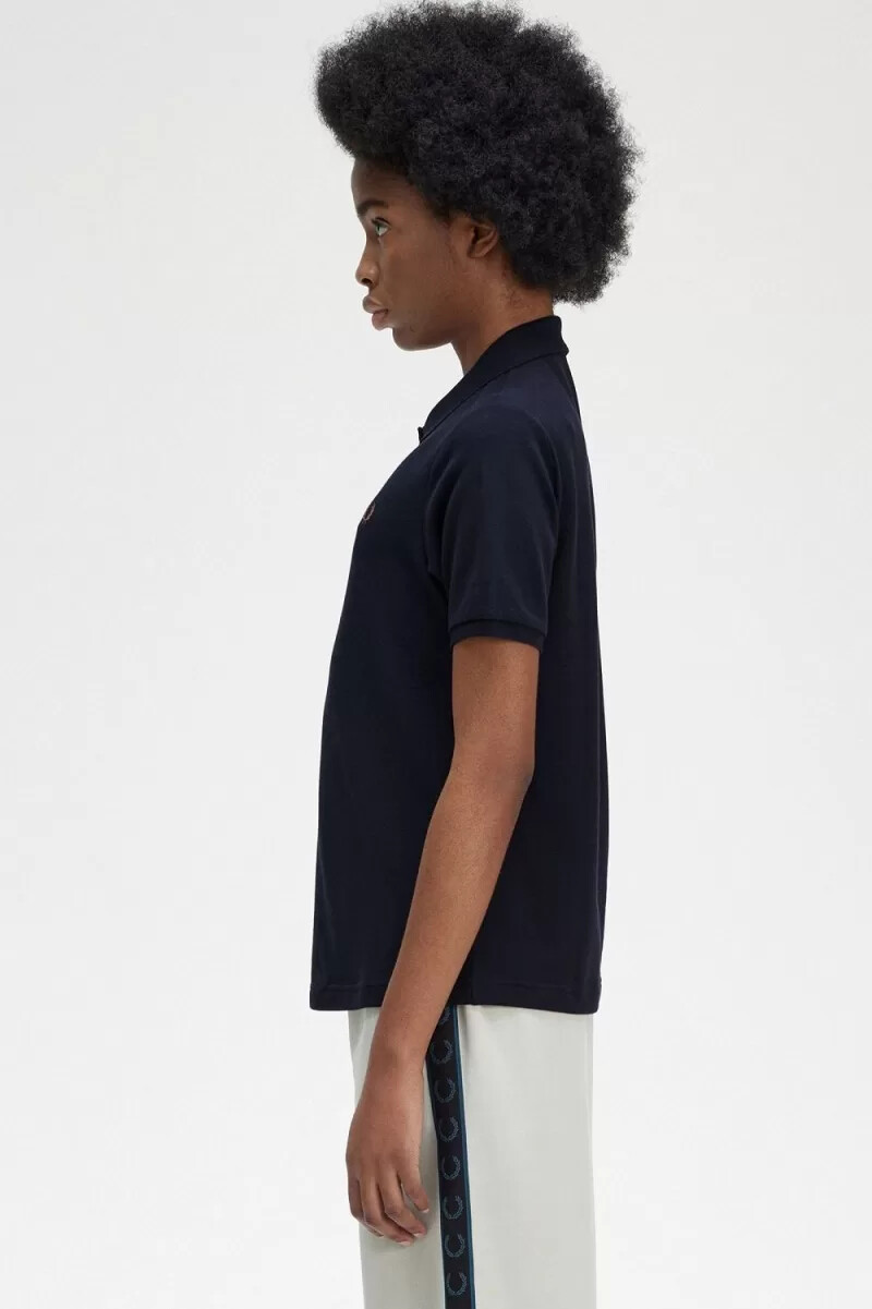 fred perry g6000 damenhemd marineblaubraun
