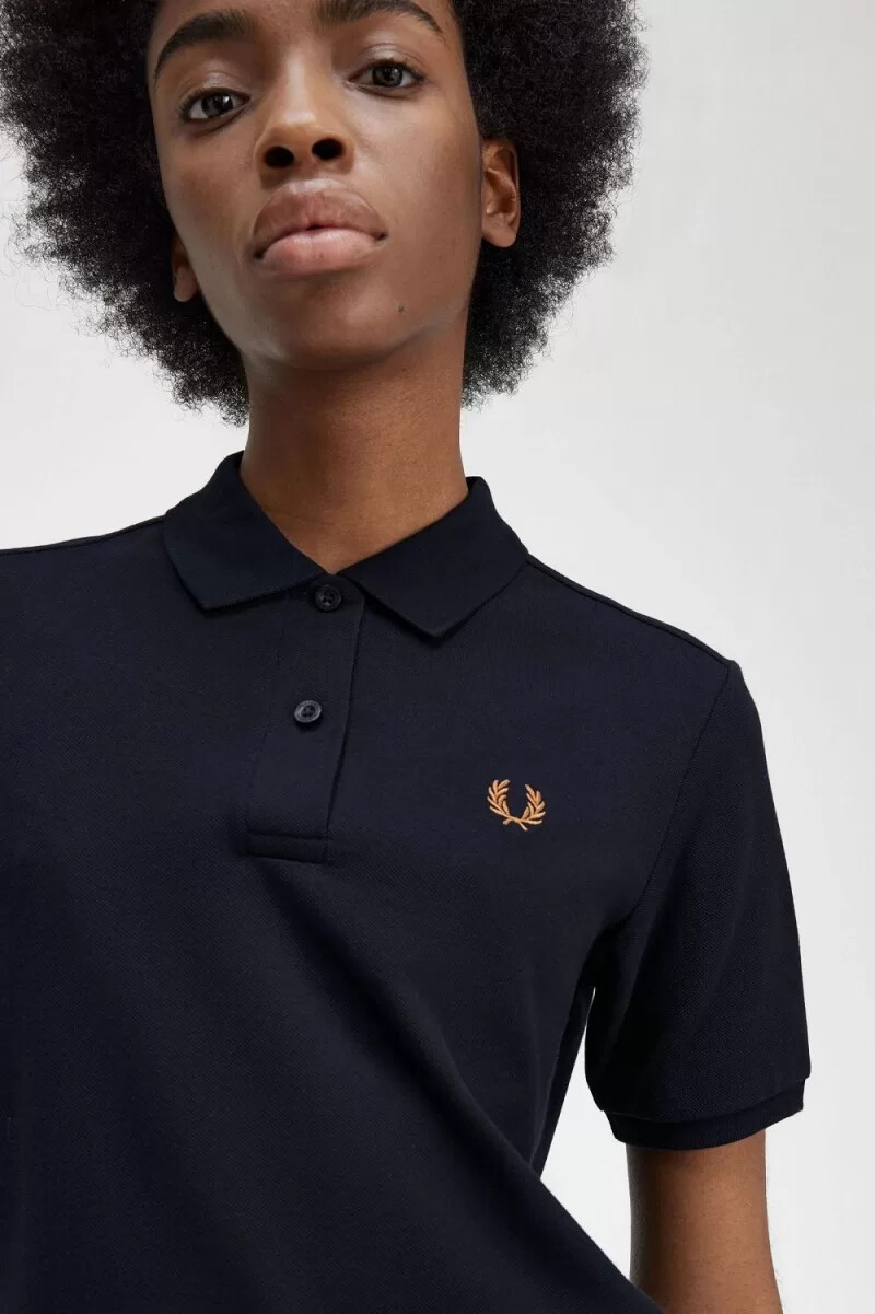 fred perry g6000 damenhemd marineblaubraun