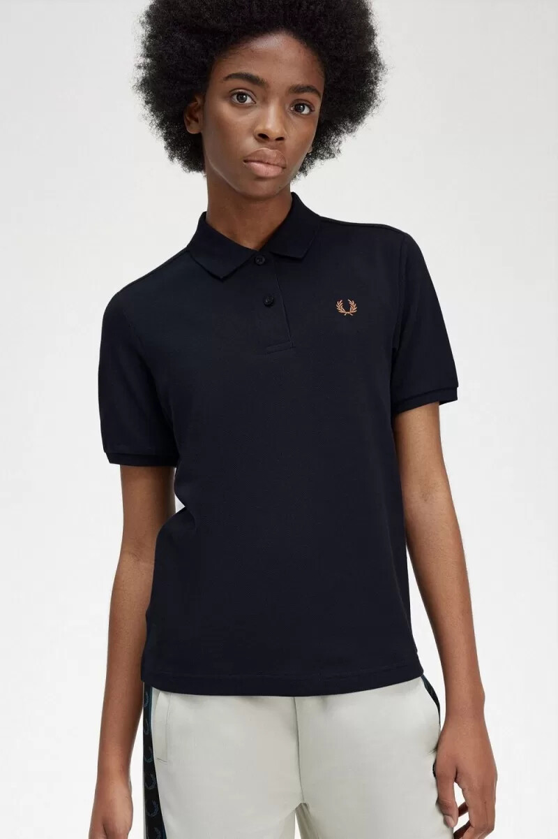 fred perry g6000 damenhemd marineblaubraun