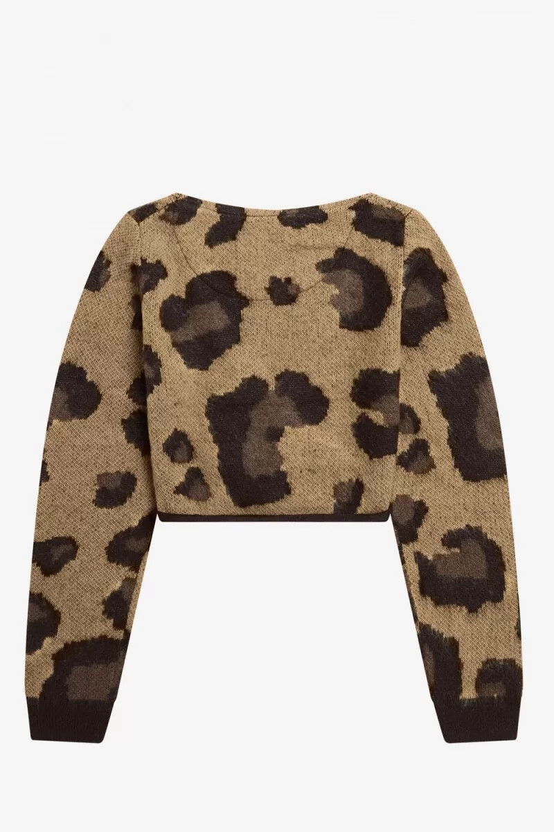 fred perry leopard wickel-cardigan für damen ton-in-ton-leopardenmuster