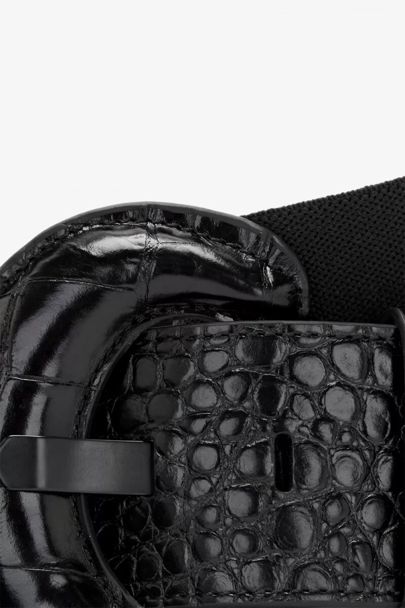 fred perry damen-ledergürtel mit elastischem bund schwarz