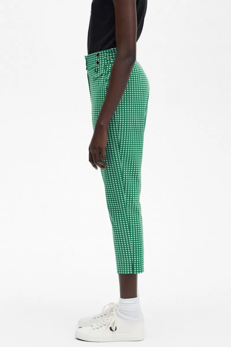 fred perry gingham damenhose grün
