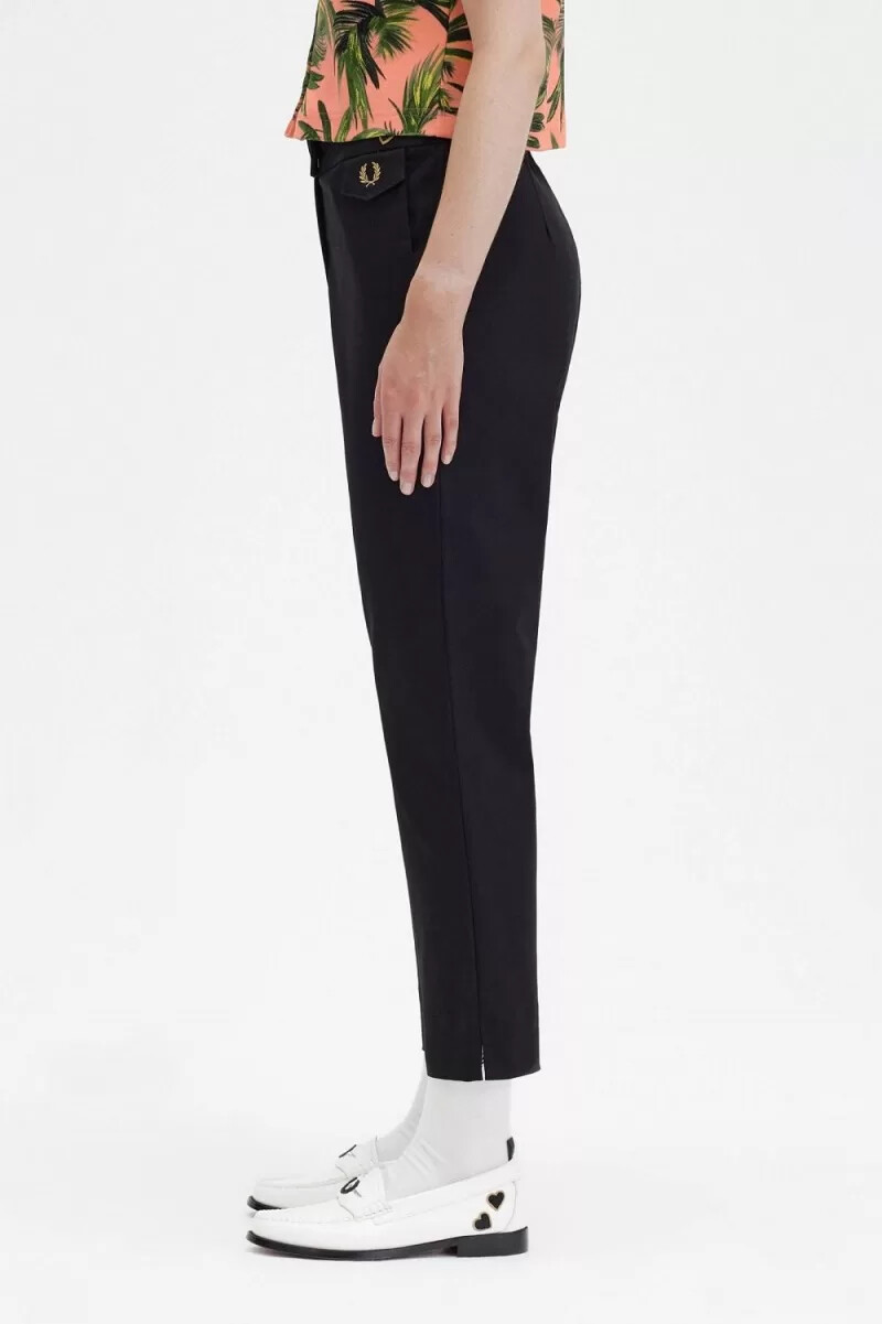fred perry damenhose mit hohem bund schwarz